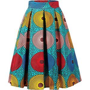 2999 Afriacn High Waist Vintage Skirt Ankara Pleated Midi Skirt